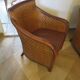 Woven rattan armchair and exotic wood in colonial style, 1980s.