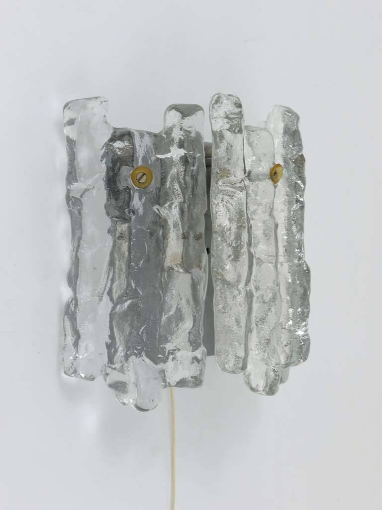 Frosted glass wall light mid-century by J.T. Kalmar Soria, Austria, 1970s