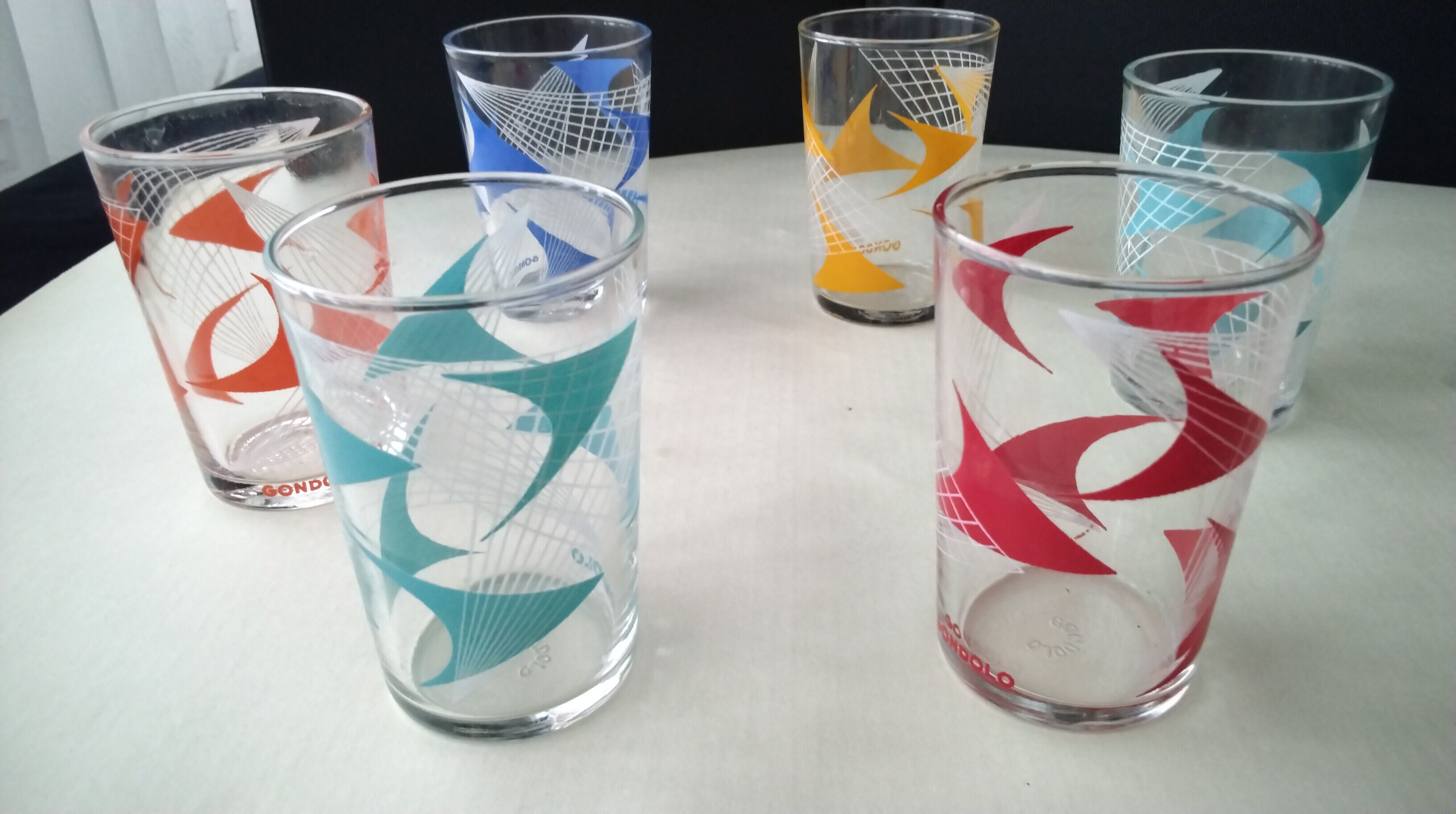 Set of 6 advertising glasses "gondolo biscuits" 1960s
