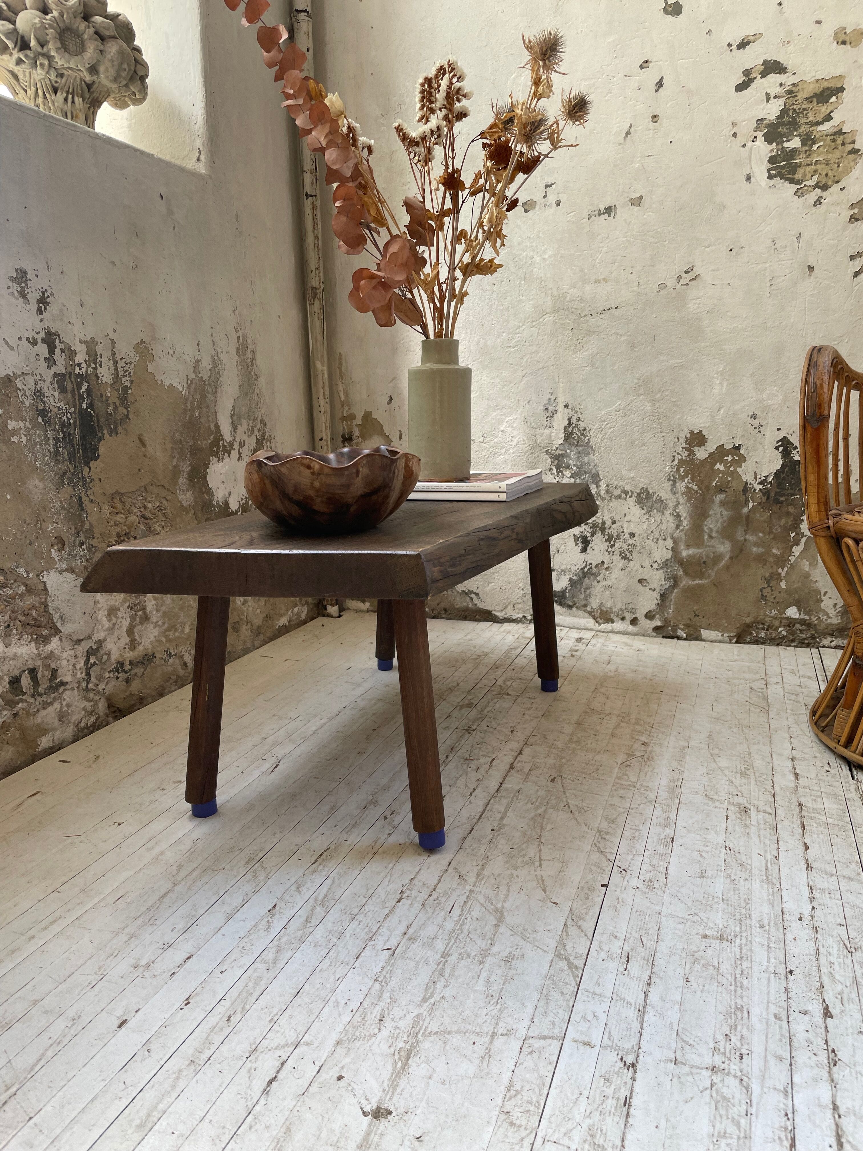 Brutalist oak coffee table