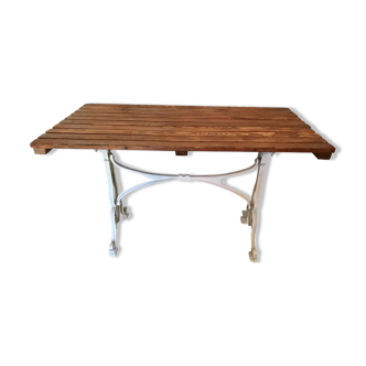 Vintage bistro table base white cast iron