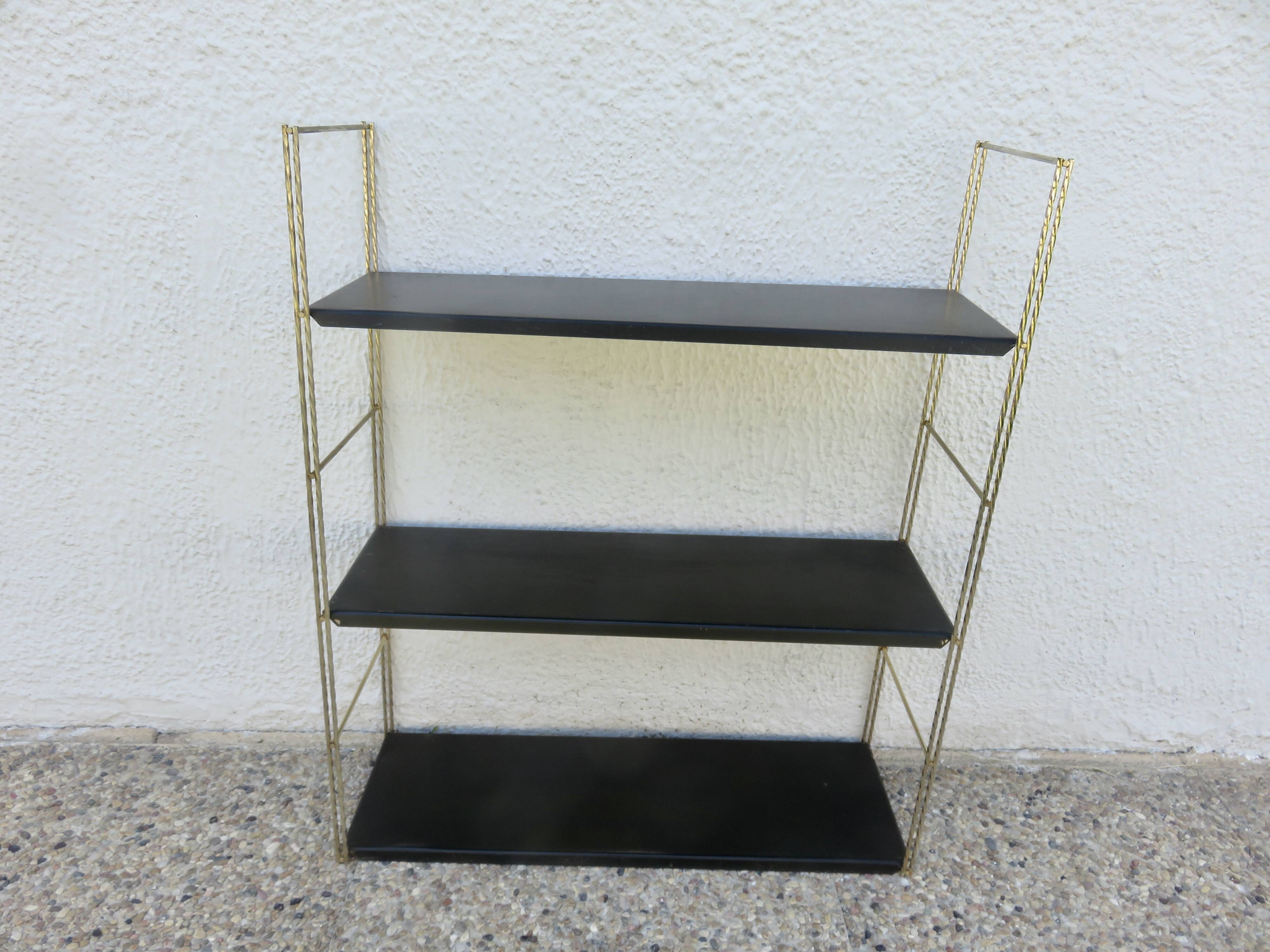Modular String shelf in gold and black metal