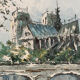 Painting L.Basset Notre Dame and the quays