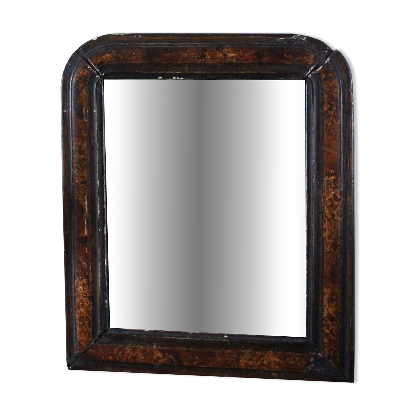 Antique Louis Philippe mirror in black and brown.