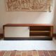 Teak enfilade, sliding canvas doors, 1960s.