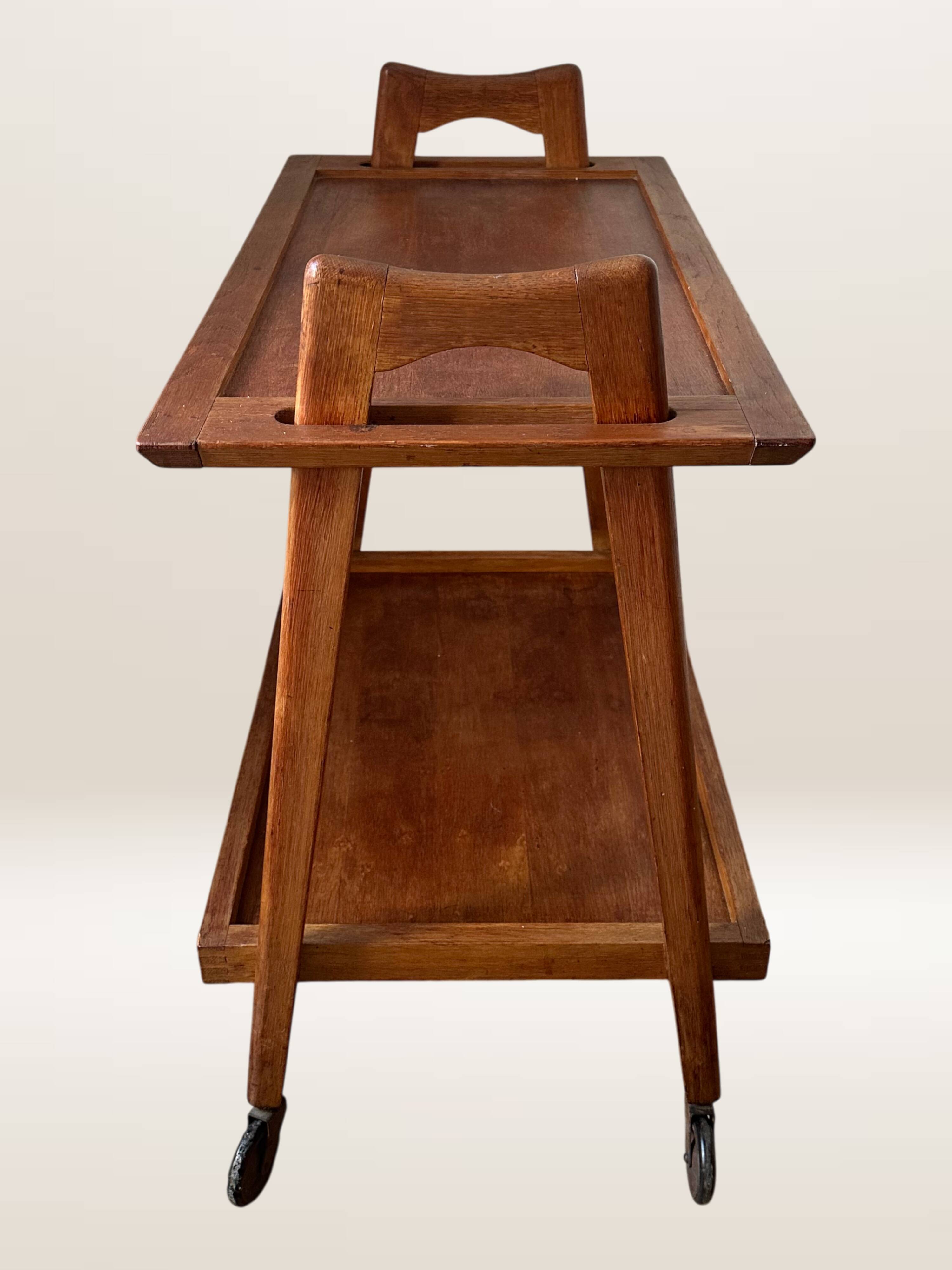 Scandinavian teak rolling dessert trolley