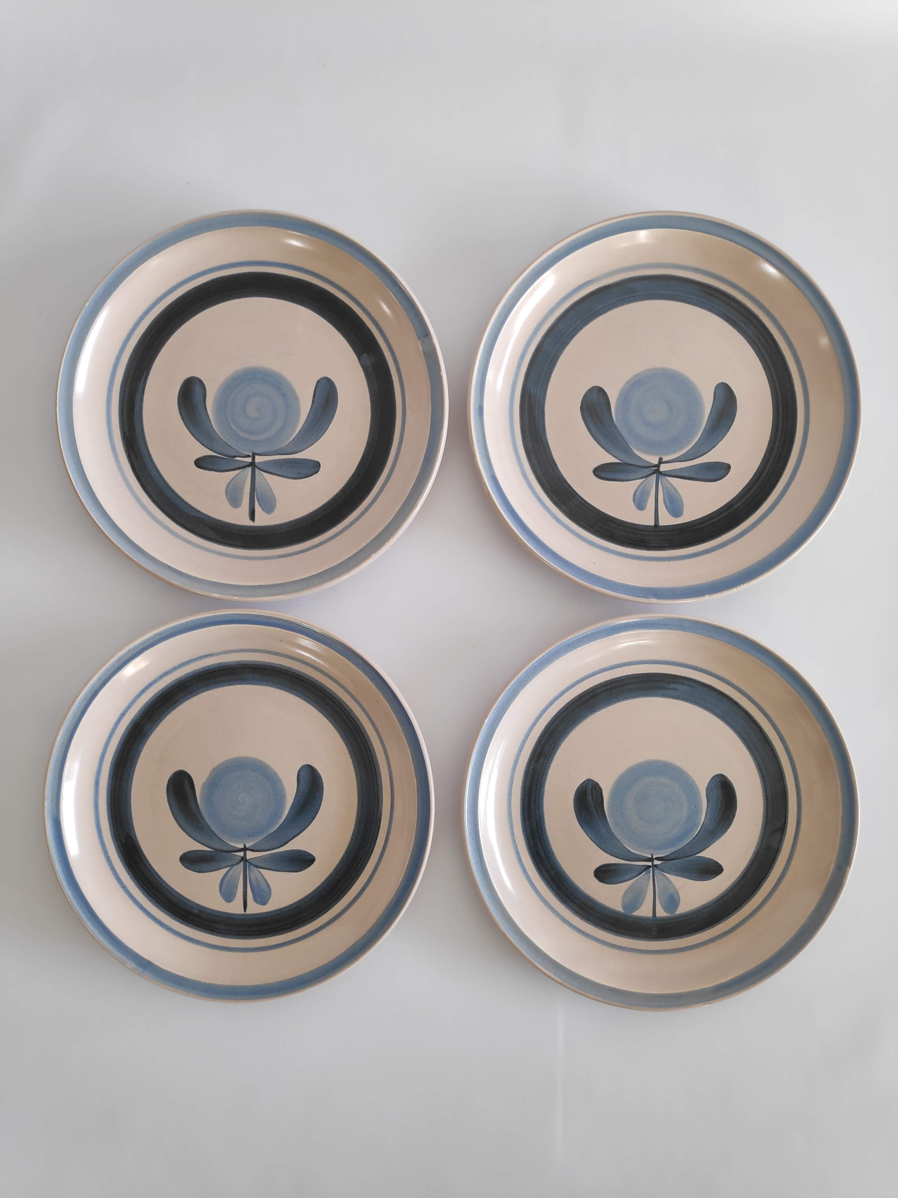 4 plates flat vintage 70s - décor Ancona Gien