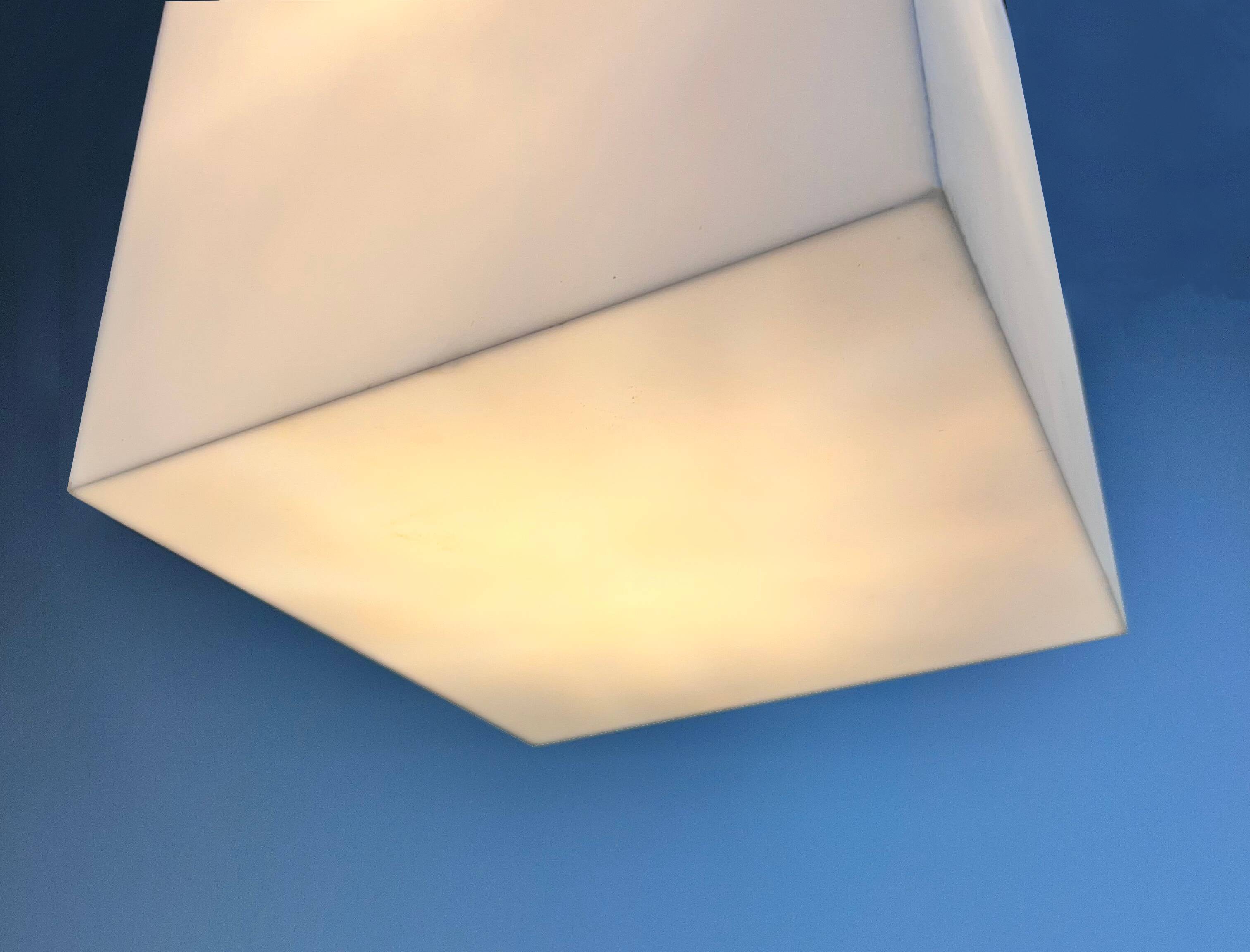 White plastic design cube pendant by Delta light Belgium, 1990s