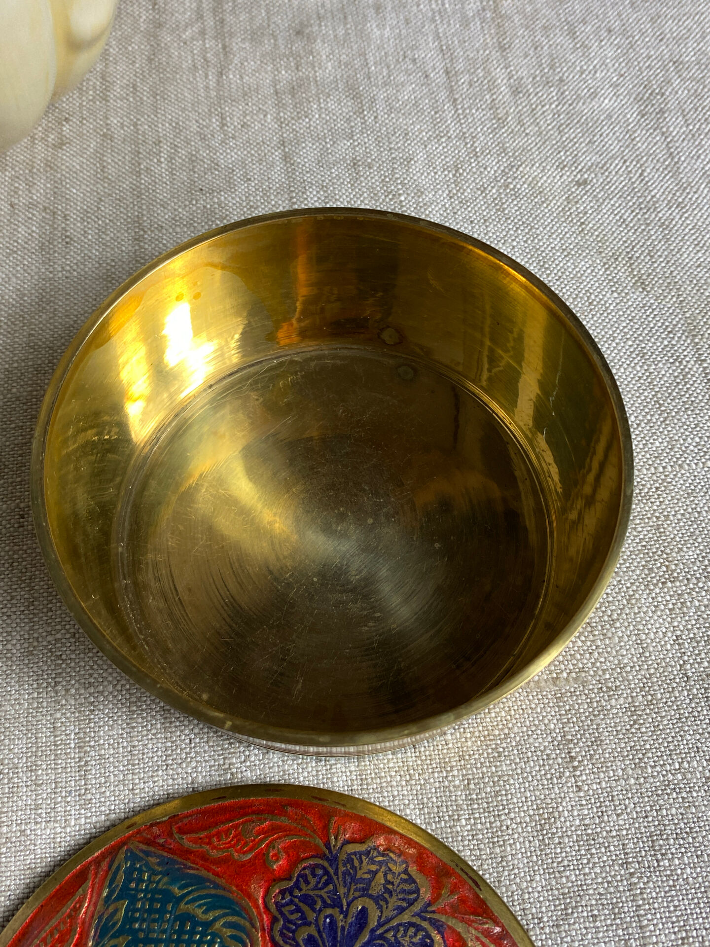 Cloisonné brass bonbonnière