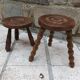 Pair of brutalist tripod stool