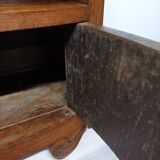 Ancienne table de nuit en bois et marbre