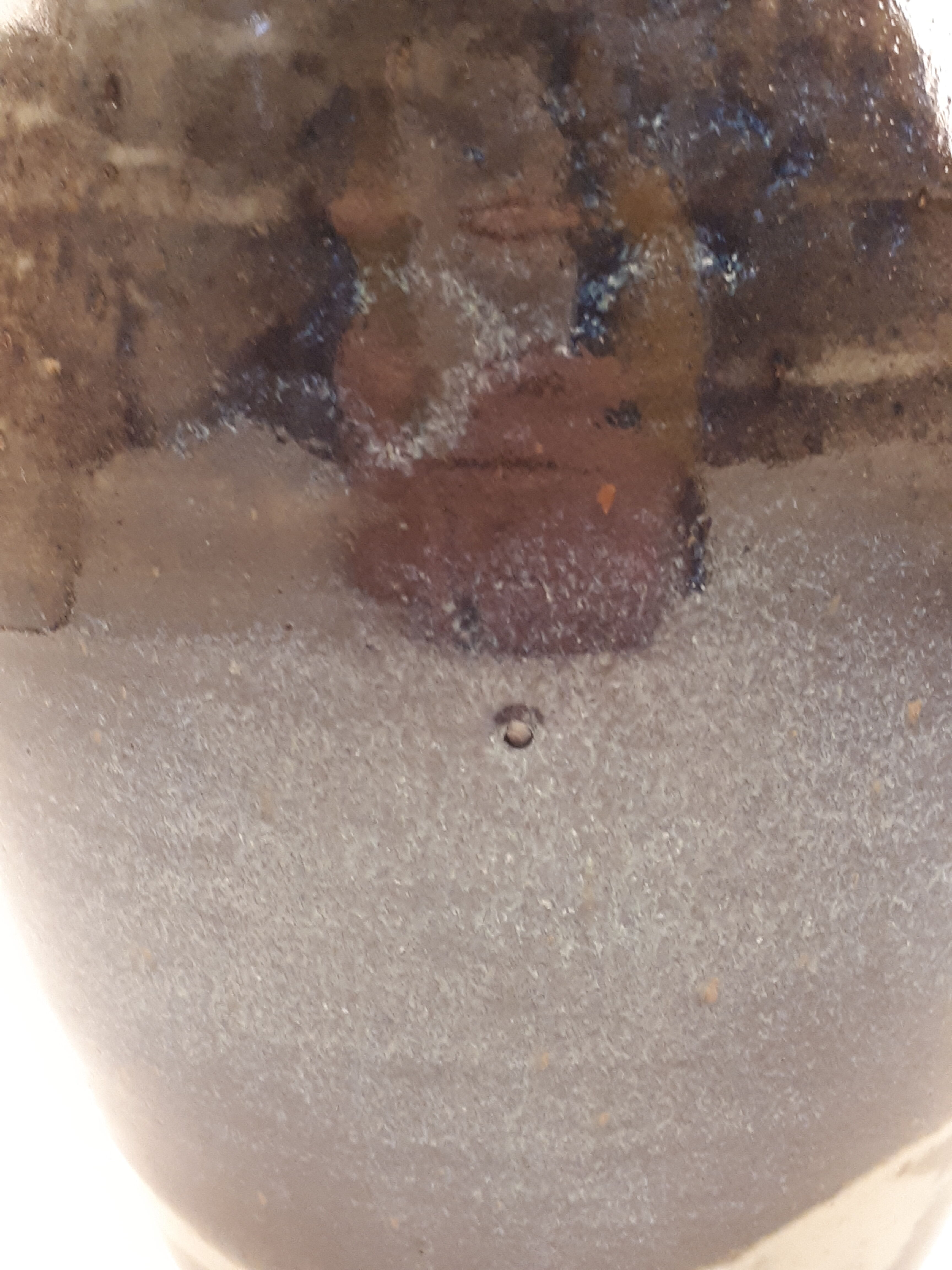 Vintage ceramic vase enamelled sandstone brown green blue