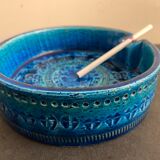 Italian blue ceramic ashtray, design Aldo Londi for Bitossi, 1960