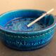 Italian blue ceramic ashtray, design Aldo Londi for Bitossi, 1960