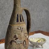 Atelier Garnier pottery: large pitcher with Lascaux decorations + André bowl