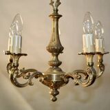 Bronze chandelier with 5 arms and its pair of 2-light wall sconces.
