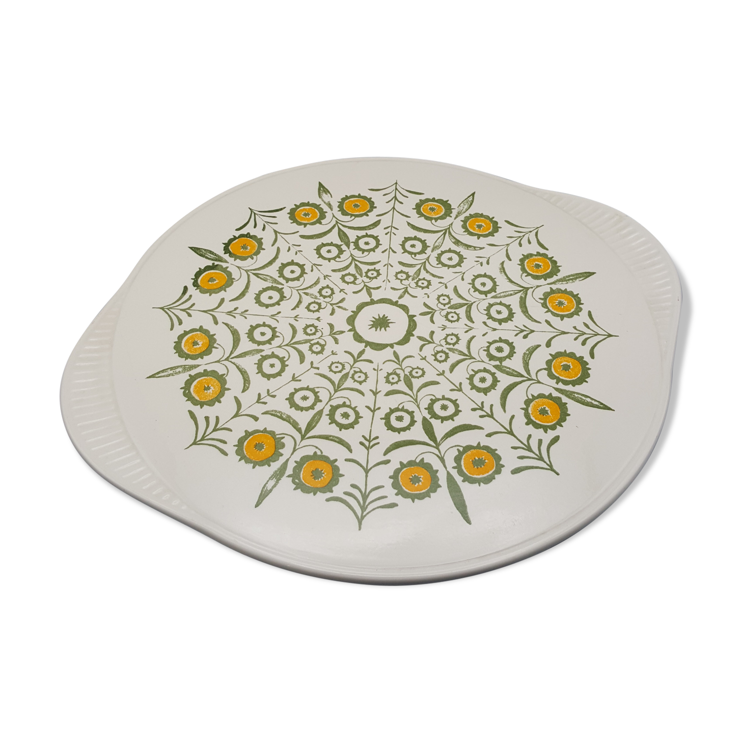 ceramic pie dish edelkeramik grunstadt floral decoration