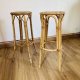 Pair of high rattan stools