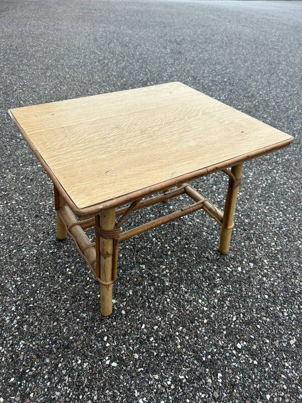 Bureau et chaise enfant en rotin