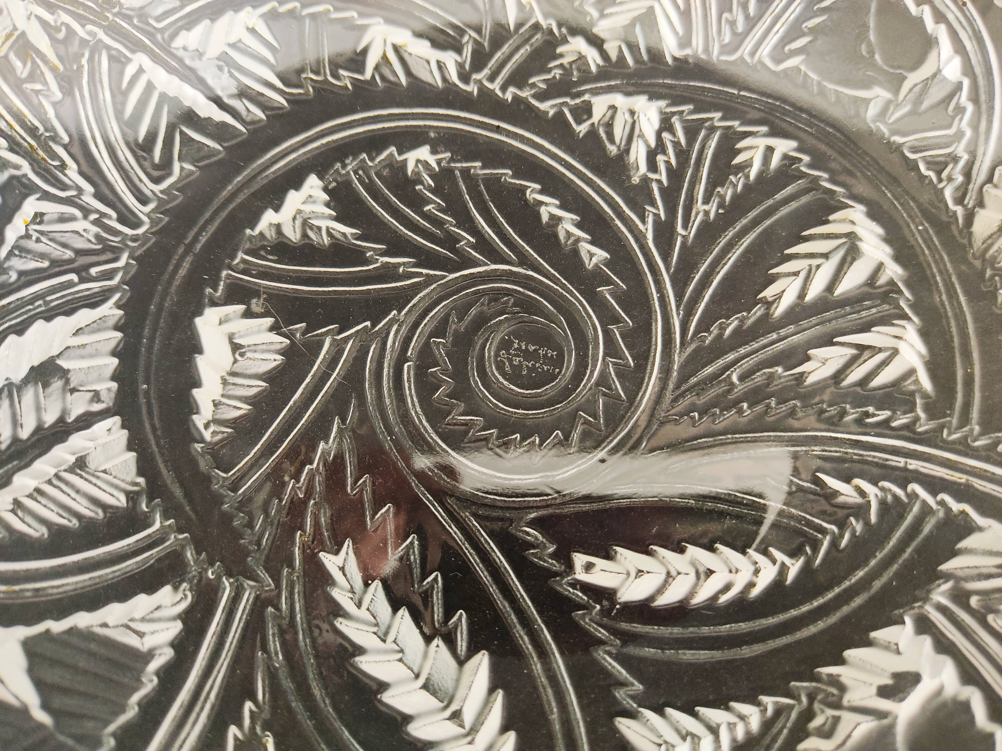 Coupe Lalique pinsons et feuillages signée