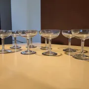 8 blown glass champagne coupes from the 19th century