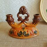 Pair of double barbotine candlesticks - vintage
