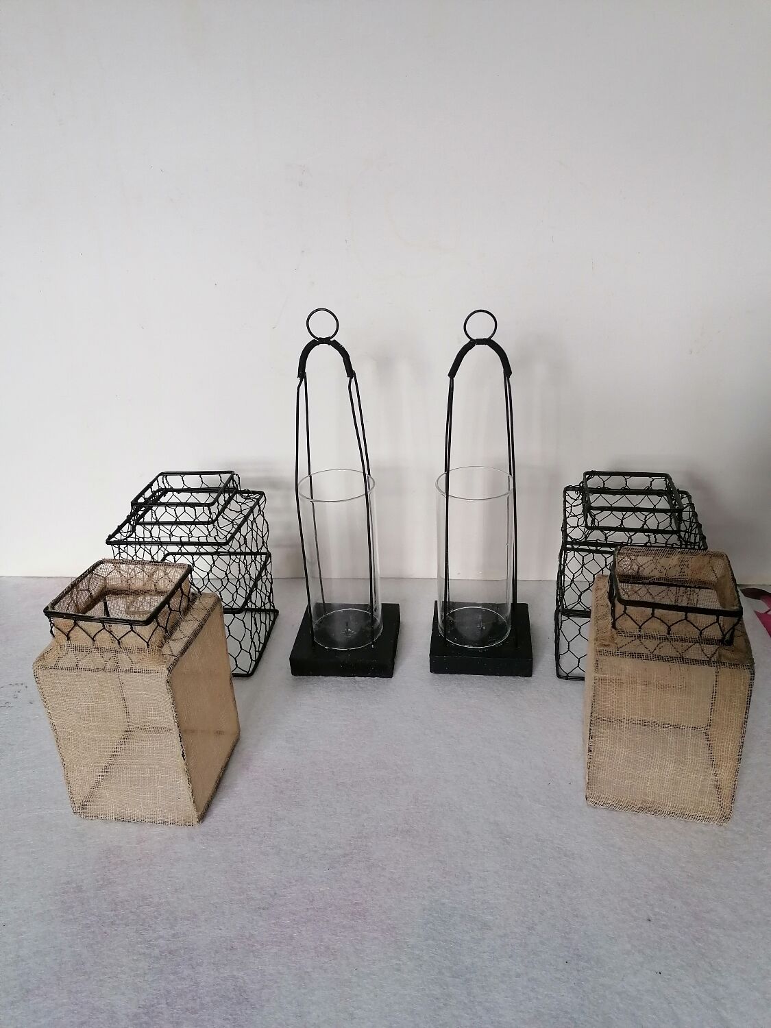 Pair of chinese wire lanterns