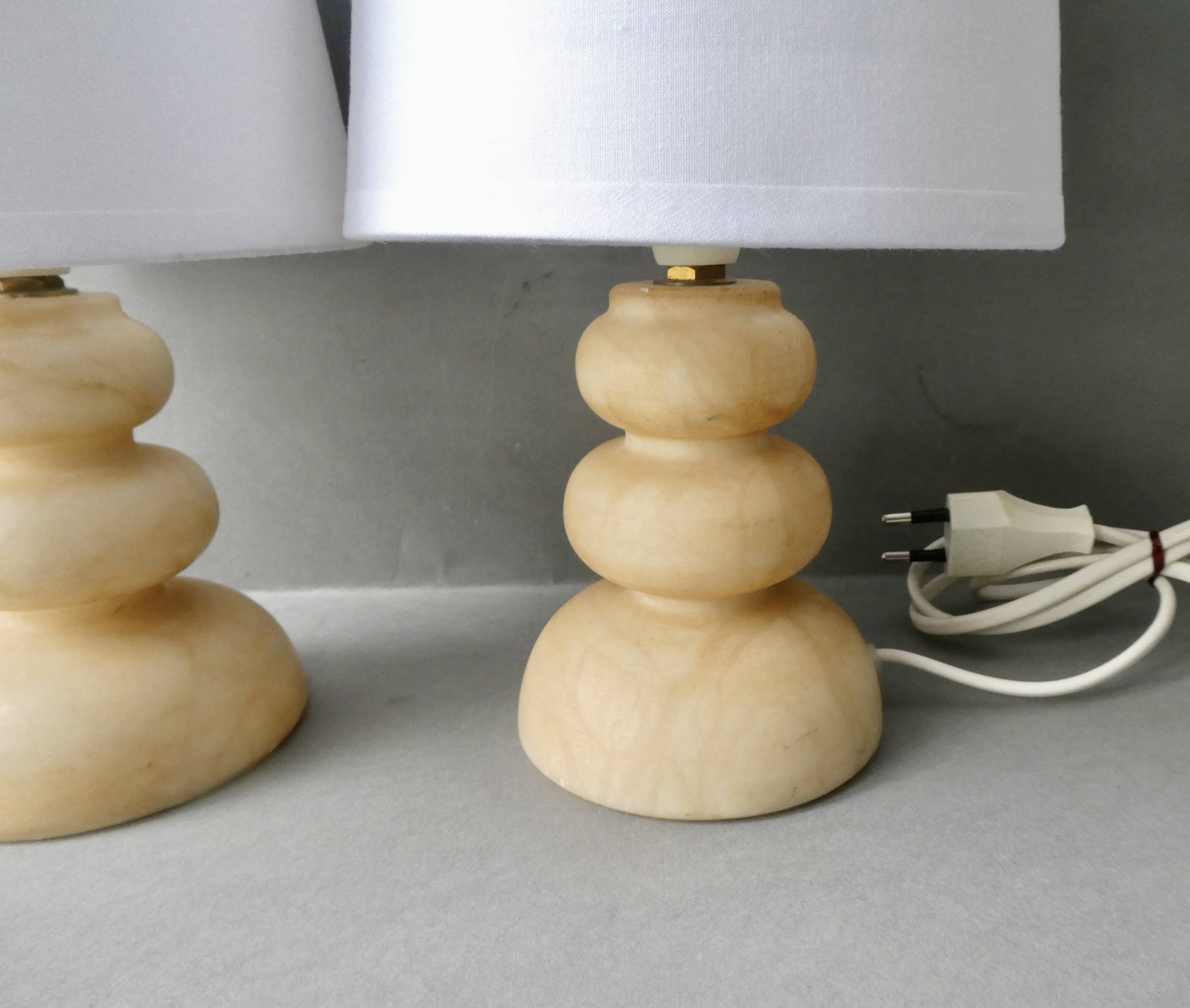 Pair of alabaster lamps, 70s-80s