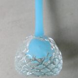 Vase soliflore en verre et opaline bleue
