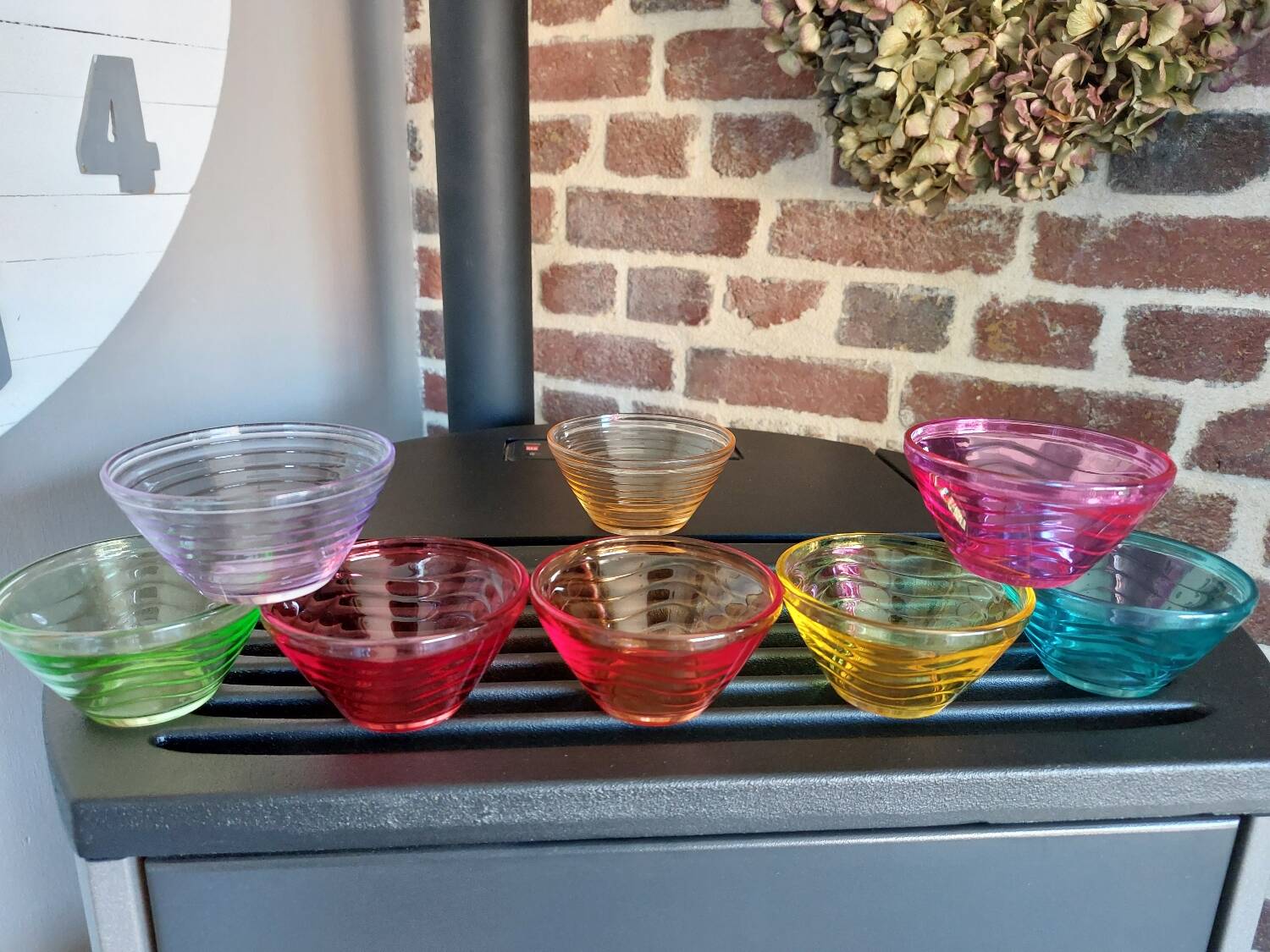 Old multicolored glass dish
