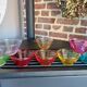 Old multicolored glass dish