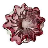 Floral glass coupe/trinket dish from Murano, pink, 1960s/70s.