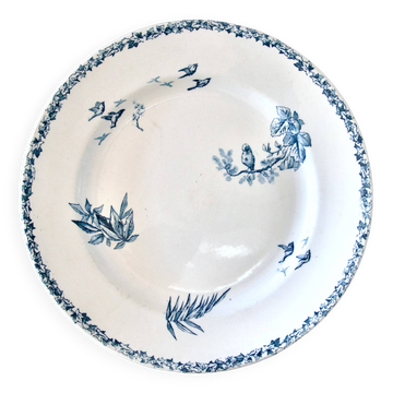 19th century round dish iron earth birds Choisy-le-Roi HB & C