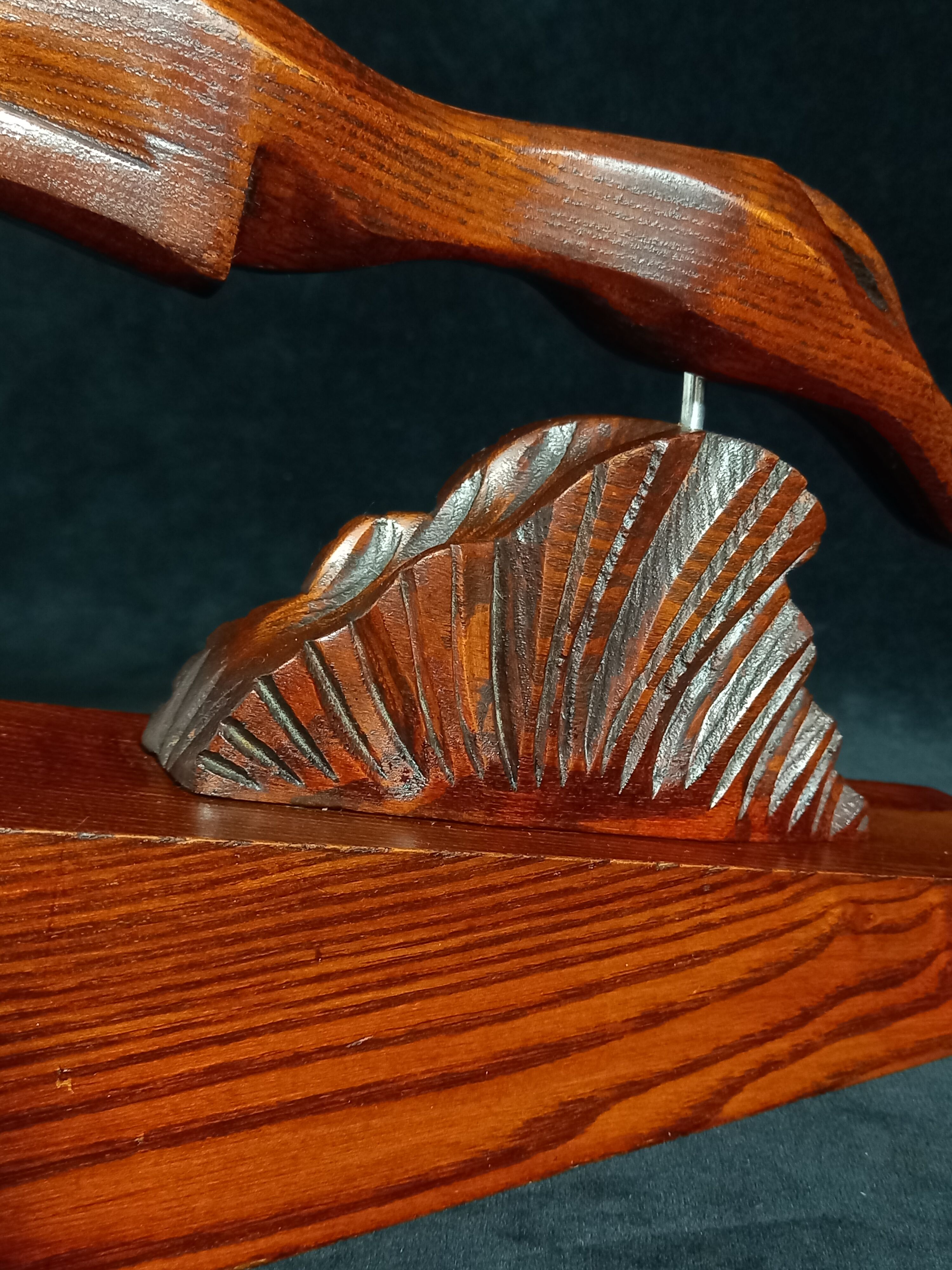 Pair of art deco wooden bookends with greyhounds