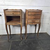 Pair of Louis XV style oak bedside tables