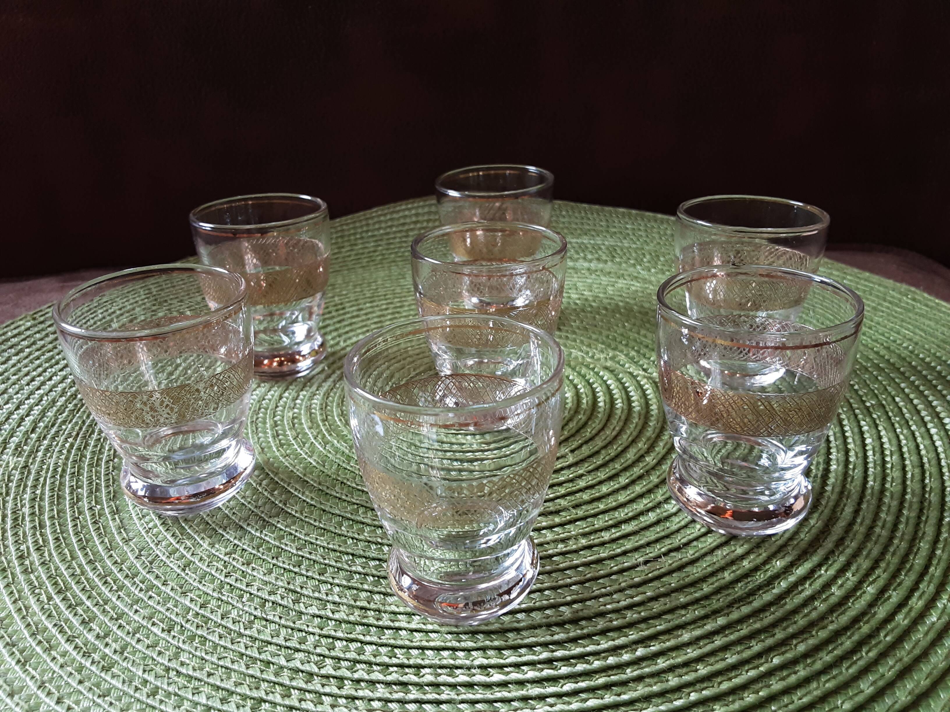 Set of 7 digestive glasses. Crystal