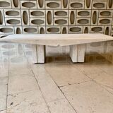 Vintage French coffee table in softened travertine