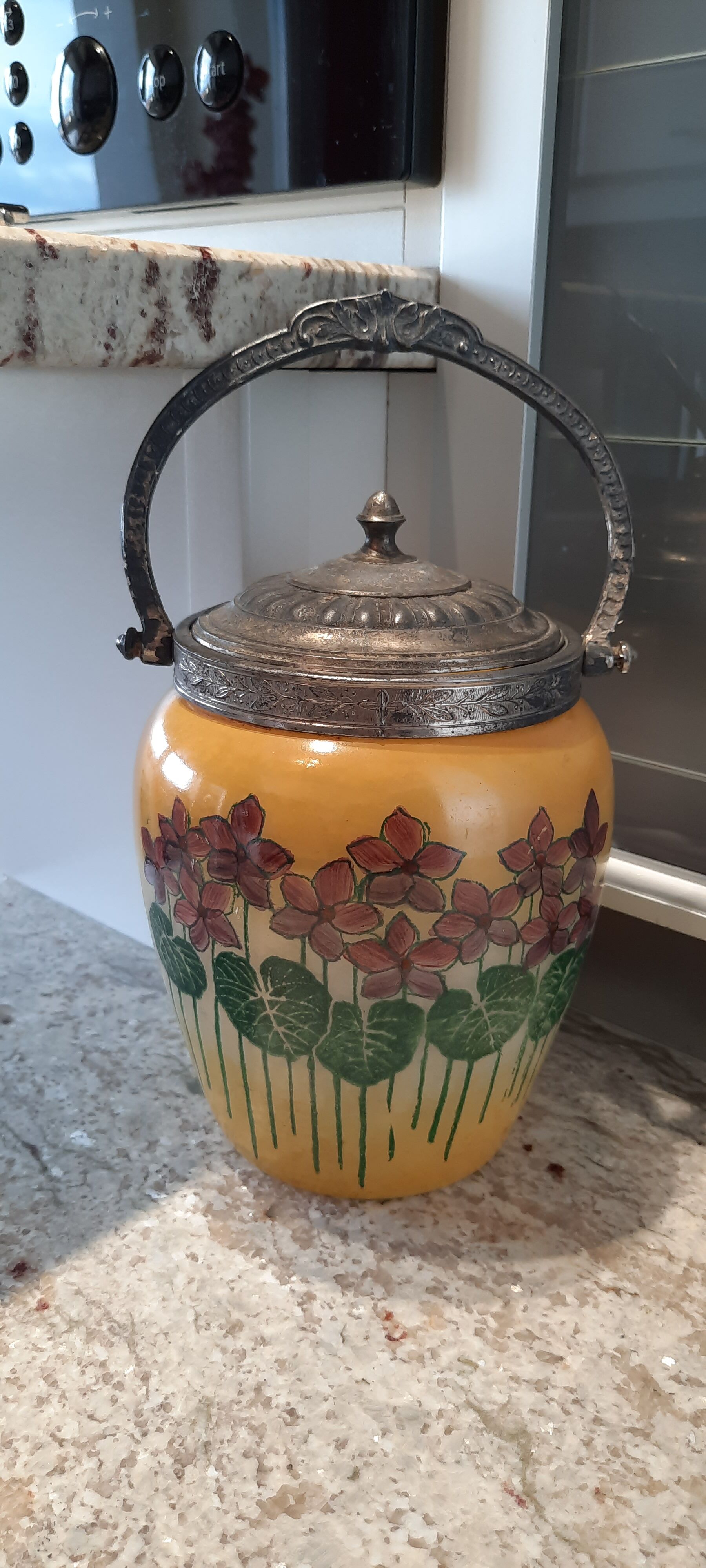 Art nouveau glass cookie jar