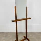 Beveled mirror on oak stand 40s
