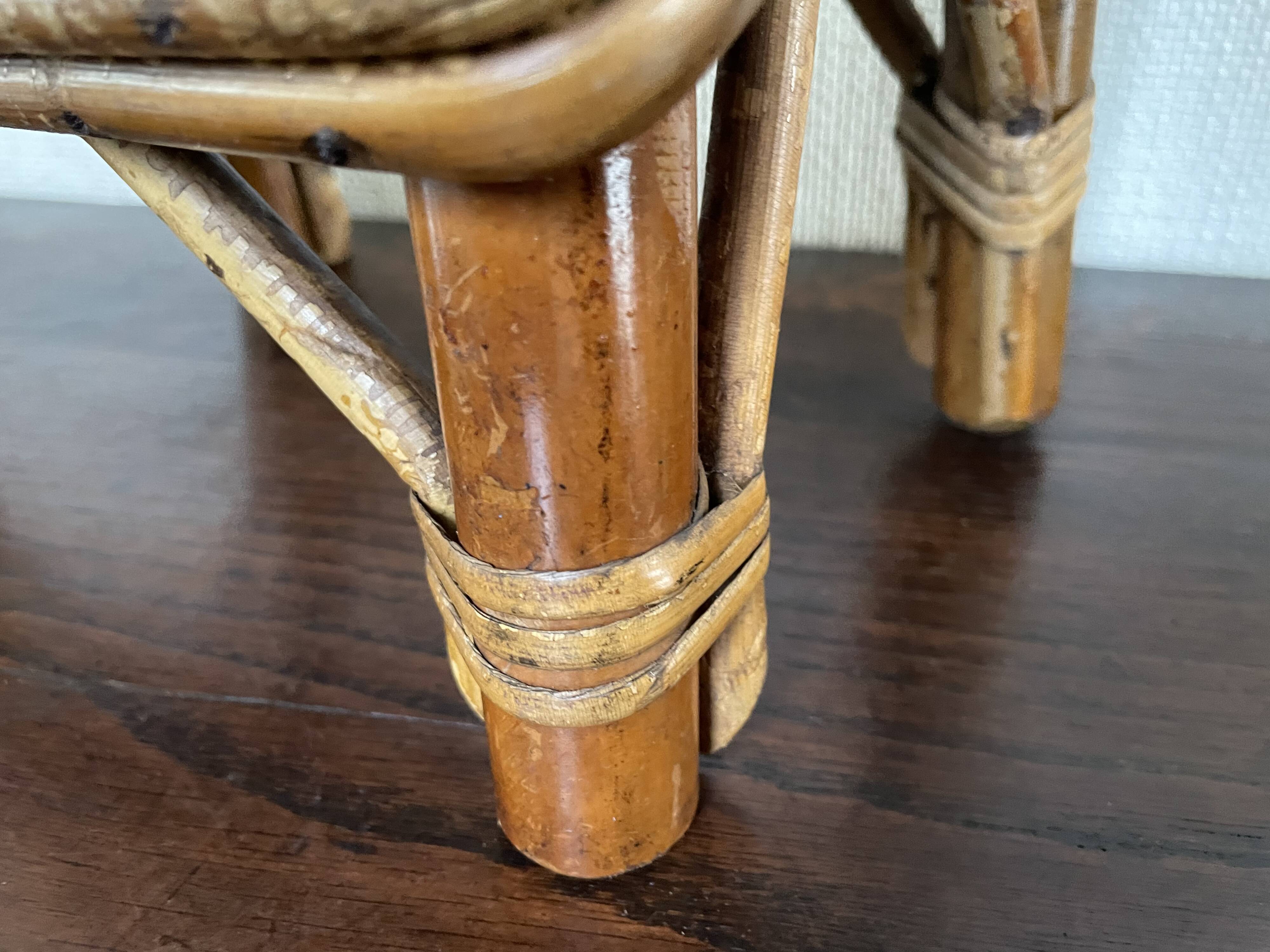 Rattan and cane footrest from the 1950s