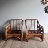 Rattan lounge set with 2 armchairs and a 'Palm Leaf' sofa from Vivai del Sud.