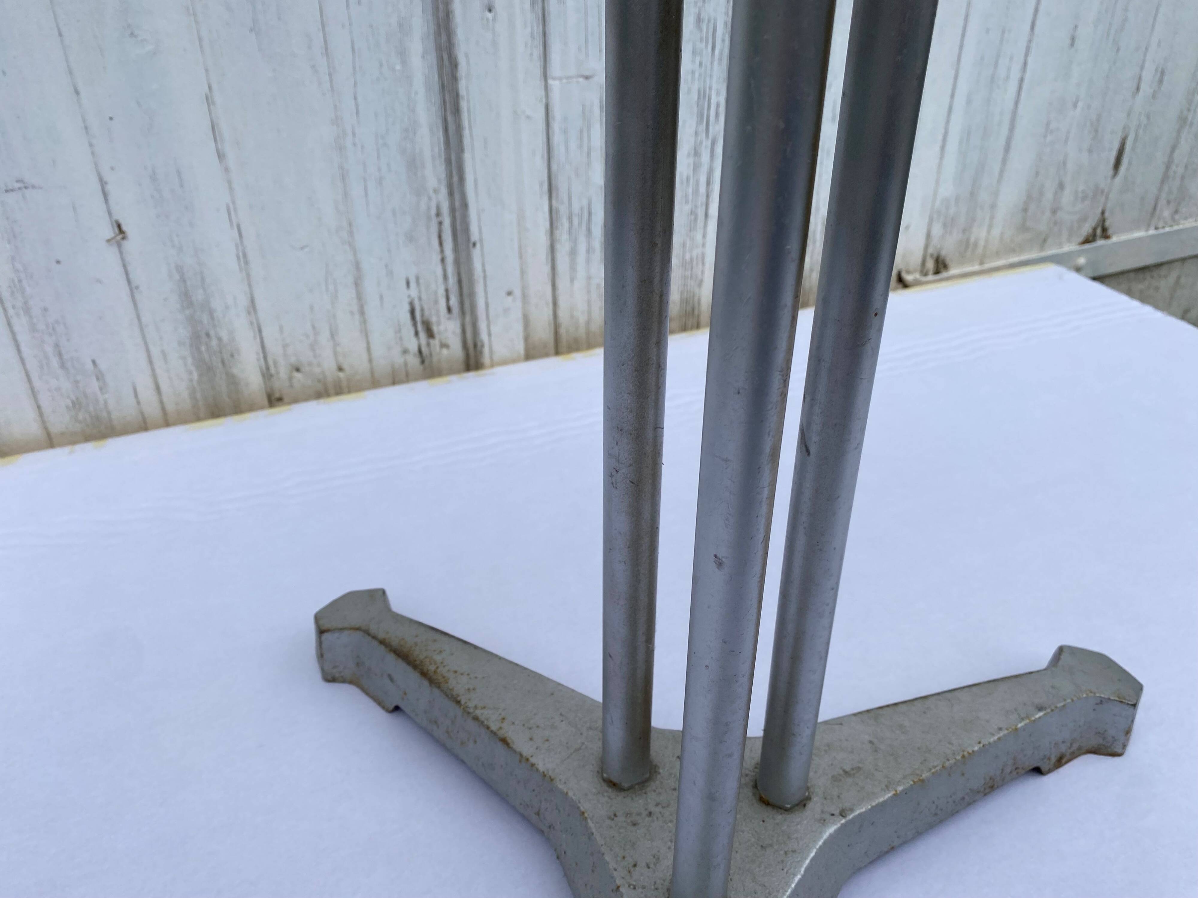 Brown table n1 round bistro bar cafe terrace cast iron foot 1950