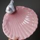 Decorative bowl, vintage Italian earthenware empty pocket with shell and dove