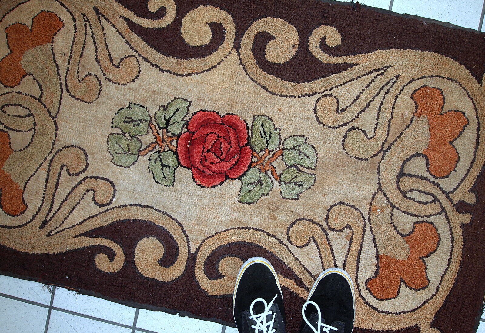 Carpet former American hooke made hand 76x130cm 1900