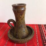 Antique pyrite sandstone candlestick