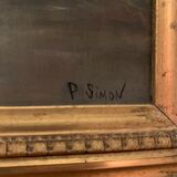 Oil on wood, signed P. Simon - 19th