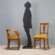 Pair of antique Art Deco chairs in walnut burl veneer, Italy, 20th century.