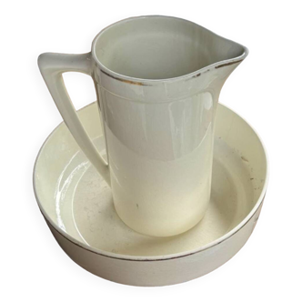 Salad bowl/old bowl with its pitcher - old opaque toilet service from Luneville