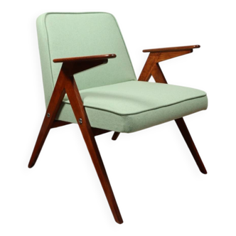 Vintage armchair in natural wool, Le vertu menthe, by Chierowski