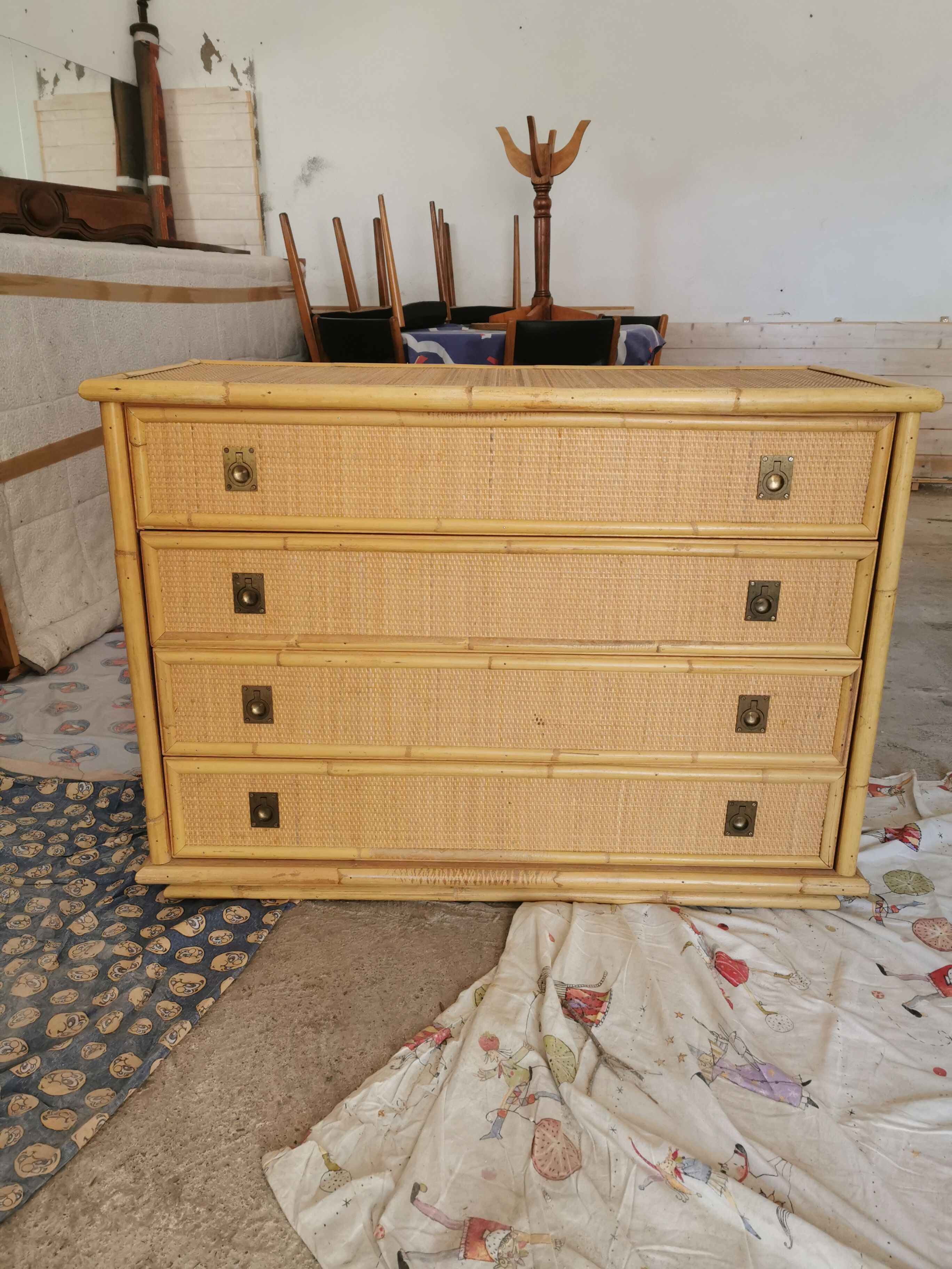 Dal Vera rattan and bamboo commodus circa 1960